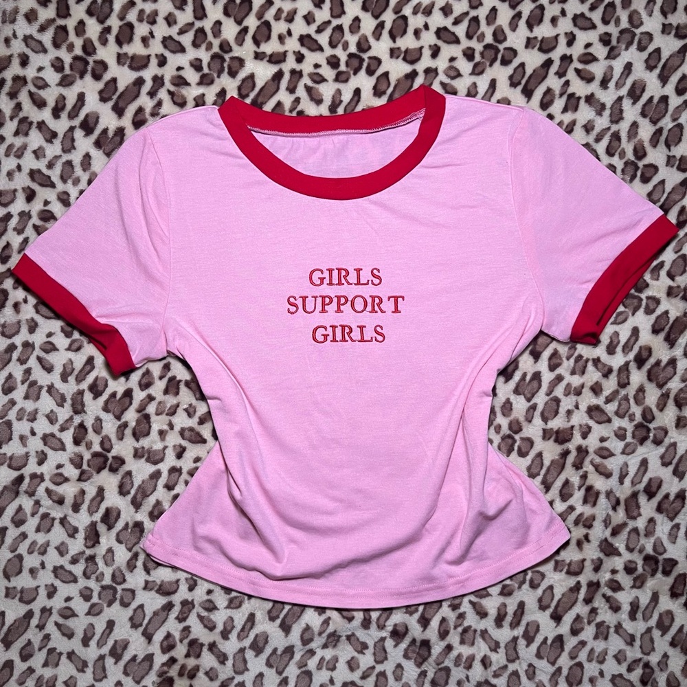 Girls Support Girls Embroidered Tee Shirt